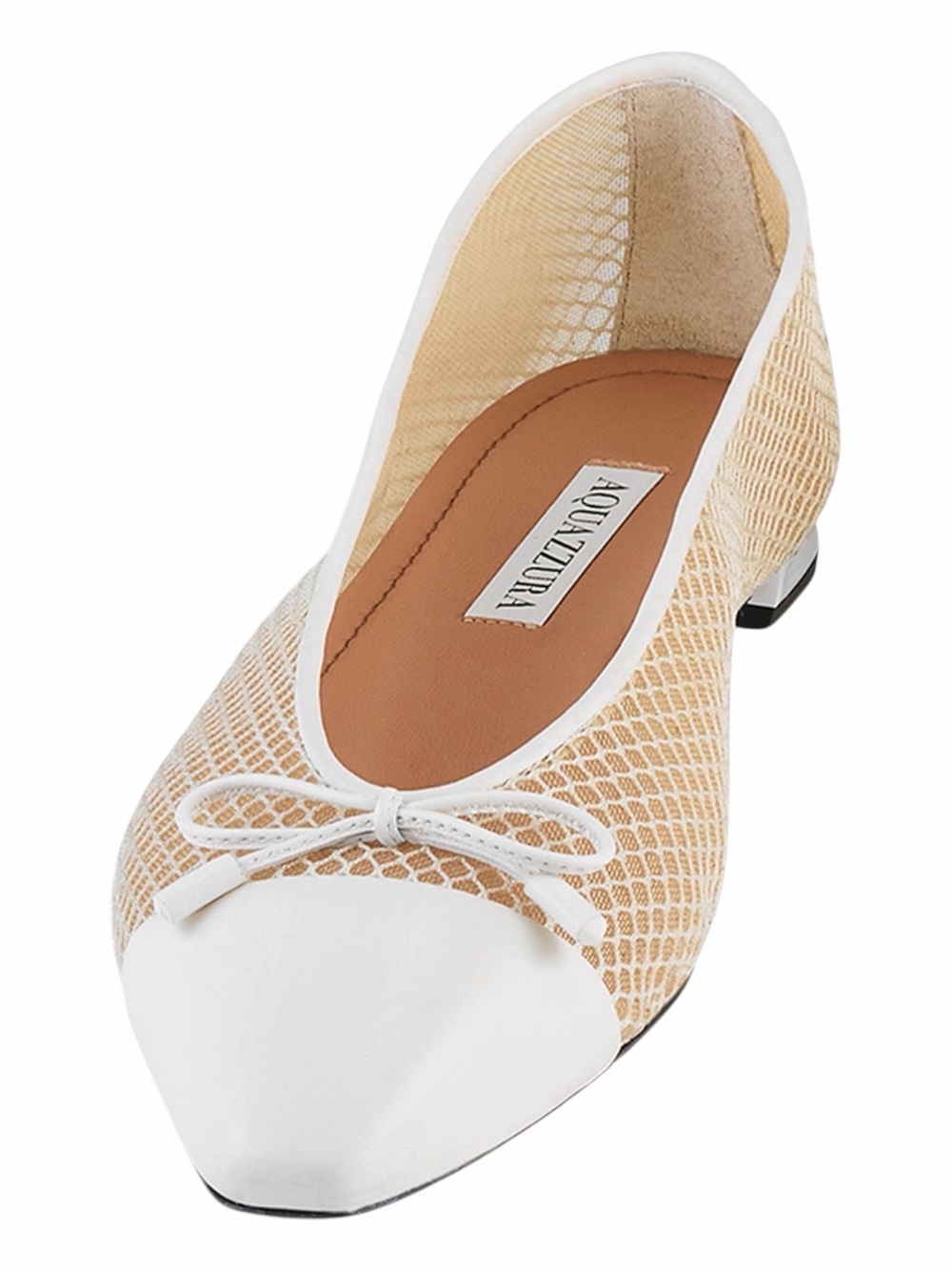 Aquazzura Gioia Mesh Crean Cap Toe Ballet Flats 39.5 NIB